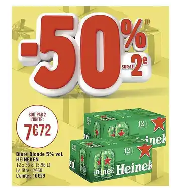 Casino Supermarchés Bière blonde 5% vol. heineken offre