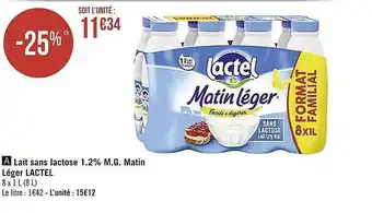 Casino Supermarchés Lait sans lactose 1.2% m.g. matin léger lacterl offre