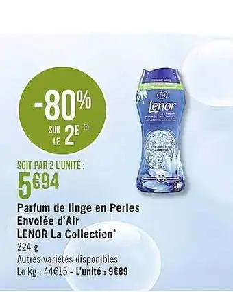 Casino Supermarchés Parfum de linge en perles envolée d'air lenor la collection offre