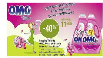 Casino Supermarchés Lessive liquide omo rosir de plaisir rose & lilas blanc offre