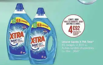 Casino Supermarchés Lesssive liquide x-tra total offre