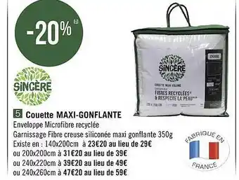 Géant Casino Couette maxi-gonflante sincère offre