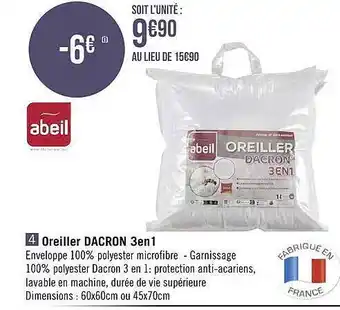Géant Casino Oreiller dacron 3 en 1 abeil offre