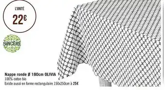 Géant Casino Nappe ronde ø 180 cm olivia sincère offre
