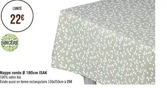 Géant Casino Nappe ronde ø 180 cm isak sincère offre