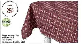 Géant Casino Nappe rectangulaire 150 x 250 cm ali sincère offre