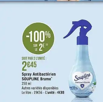 Géant Casino Spray antibactérien soupline brume offre