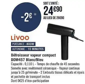 Défroisseur vapeur compact dom457 blanc-bleu livoo