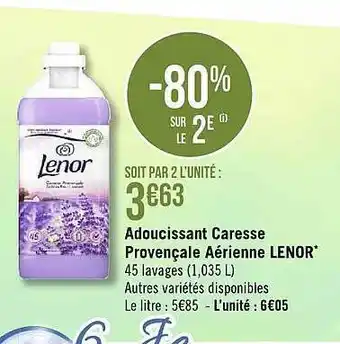 Géant Casino Adoucissant caresse provençale aérienne lenor offre