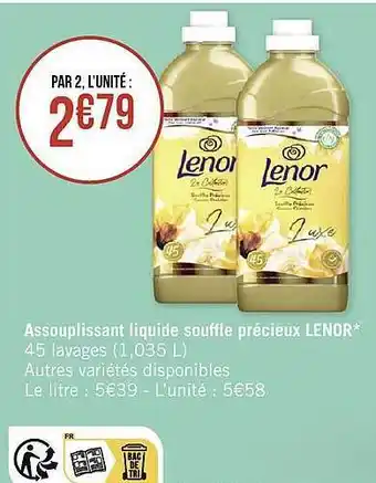 Géant Casino Assouplissant liquide souffle précieux lenor offre