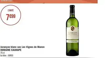 Jurançon blanc sec les vignes de manon domaine cauhape