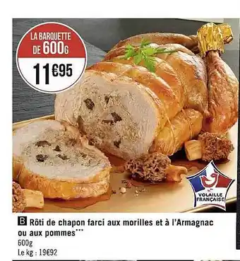 Rôti de chapon farci aux morilles et à l'armagnac ou aux pommes