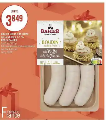 Géant Casino Boudin blanc à la truffe de la st-jean 1.1 % regis bahier offre