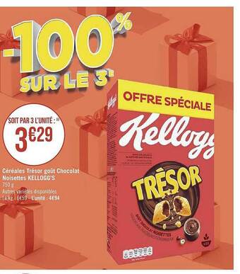 Géant Casino Céréales trésor goût chocolat noisettes kellogg's offre