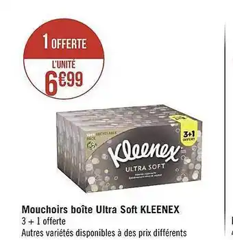 Géant Casino Mouchoirs boîte ultra soft kleenex offre