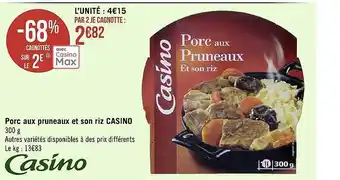 Géant Casino Porc aux pruneaux et son riz casino offre