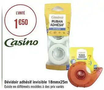 Géant Casino Dévidoir adhésif invisible 18 mm x 25 m casino offre