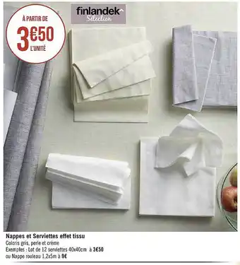 Géant Casino Nappes et serviettes effet tissu finlandek sélection offre