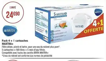 Géant Casino Pack 4 +1 cartouches maxtra+ brita offre