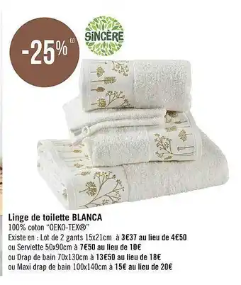 Linge de toilette blanca sincère