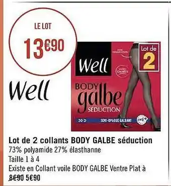 Géant Casino Lot de 2 collants body galbe séduction well offre