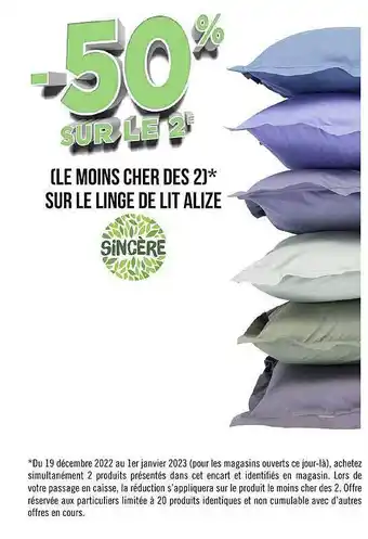 Géant Casino Linge de lit alizé sincère offre