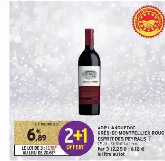 Intermarché Aop languedoc grés-de-montpellier rouge esprit des peyrals offre