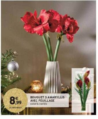 Intermarché Bouquet 3 amaryllis avec feuillage offre