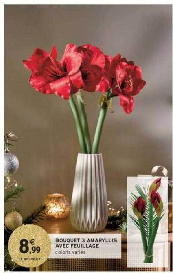 Intermarché Hyper Bouquet 3 amaryllis avec feuillage offre