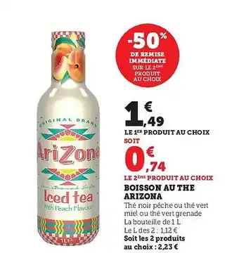 Super U Boisson au thé arizona offre
