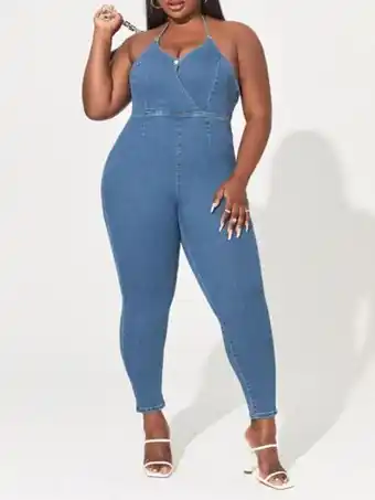 SheIn Shein sxy salopette en jean découpe dos-nu moulant offre