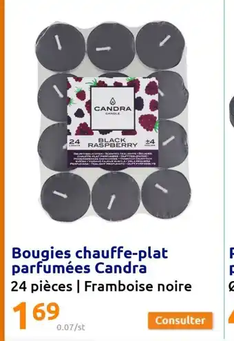 Action Bougies Chauffe-Plat Parfumées Candra offre