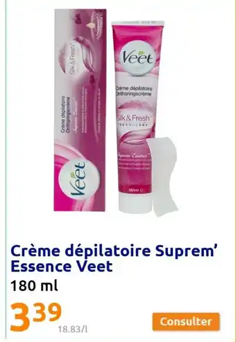 Action Creme Dépilatoire Suprem Essence Veet offre