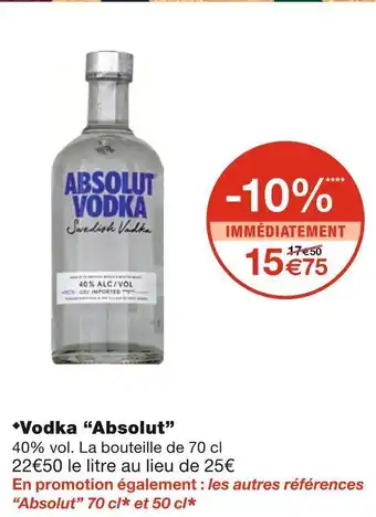 Monoprix Absolut vodka offre