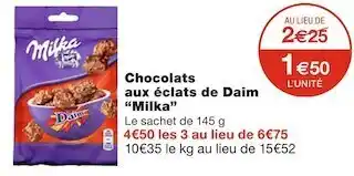 Monoprix Milka chocolats aux éclats de daim offre