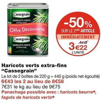 Monoprix Cassegrain haricots verts extra-fins offre