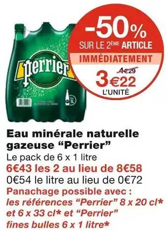 Monoprix Perrier eau minérale naturelle gazeuse offre