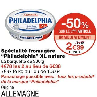 Monoprix Philadelphia spécialité fromagère xl nature offre