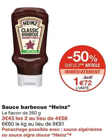 Monoprix Heinz sauce barbecue offre