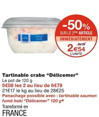 Monoprix Délicemer tartinable crabe offre
