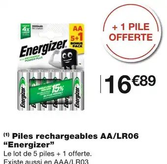 Monoprix Energizer piles rechargeables aa/lr06 offre