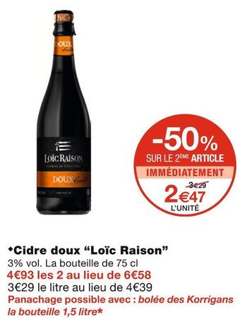 Monoprix Loïc raison cidre doux offre