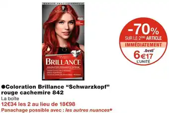 Monoprix Schwarzkopf coloration brillance rouge cachemire 842 offre
