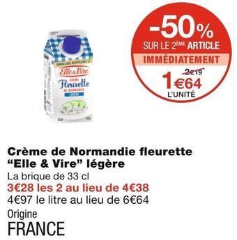 Monoprix Elle & vire crème de normandie fleurette légère offre