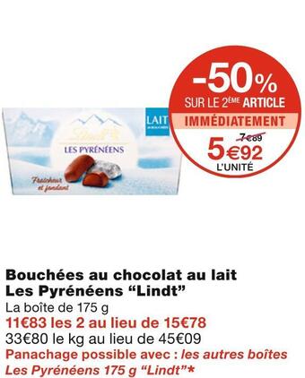 Monoprix Lindt bouchées au chocolat au lait les pyrénéens offre