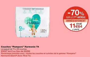 Monoprix Pampers couches harmonie t4 offre