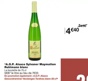 Maymatten ruhlmann a.o.p. alsace sylvaner blanc