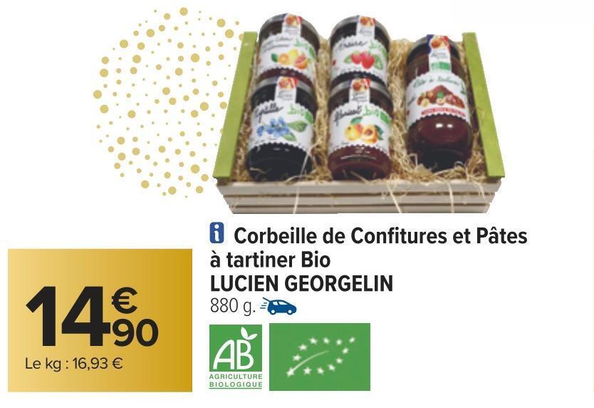 Promo Lucien corbeille de confitures et pâtes à tartiner bio
