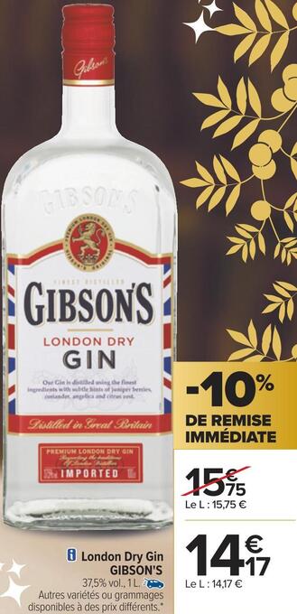 Carrefour Gibson's london dry gin offre