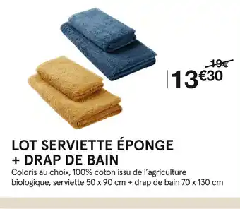 Monoprix Lot serviette éponge + drap de bain offre
